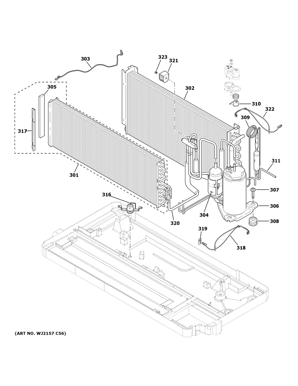 Sealed System Diagram and Parts List for AZ65H12EACW6  General Electric Air Conditioner