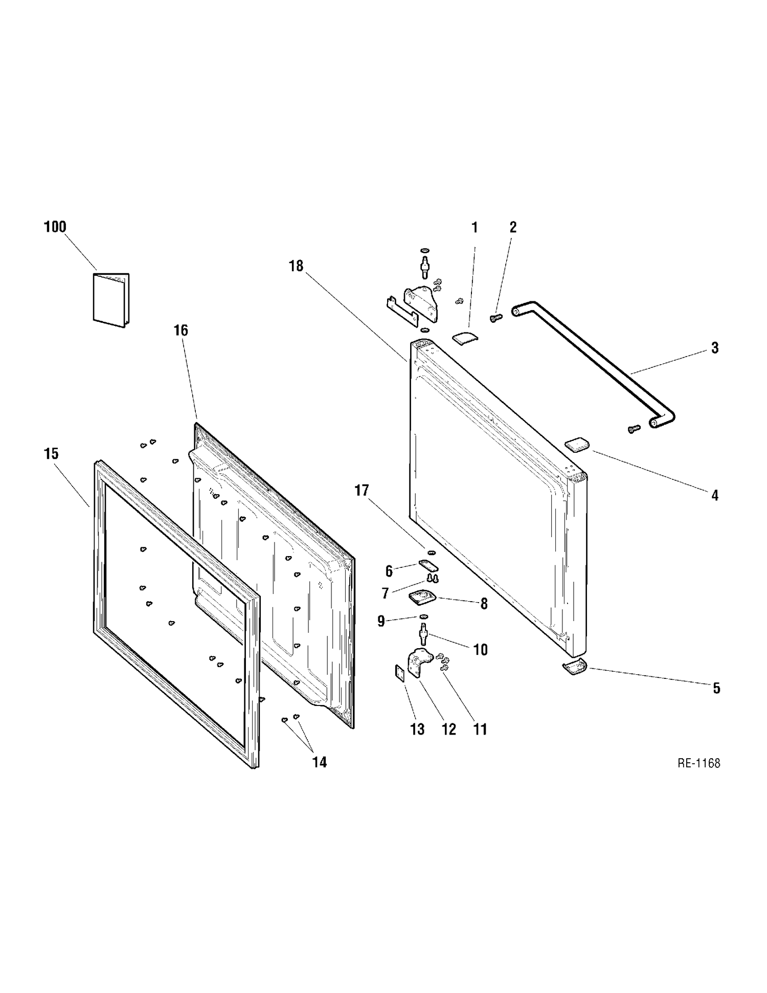 FREEZER DOOR Diagram and Parts List for PBE18KBPBRBS  General Electric Refrigerator