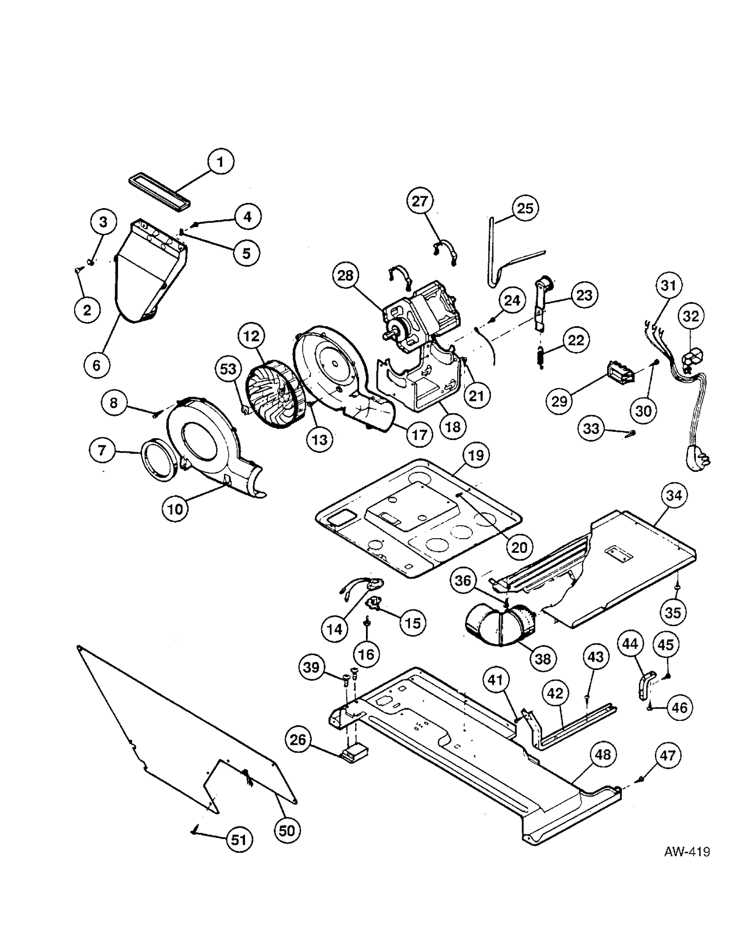 UPPER CABINET/DRUM/HEATER Diagram and Parts List for 52750 MLC275CW1 General Electric Washer