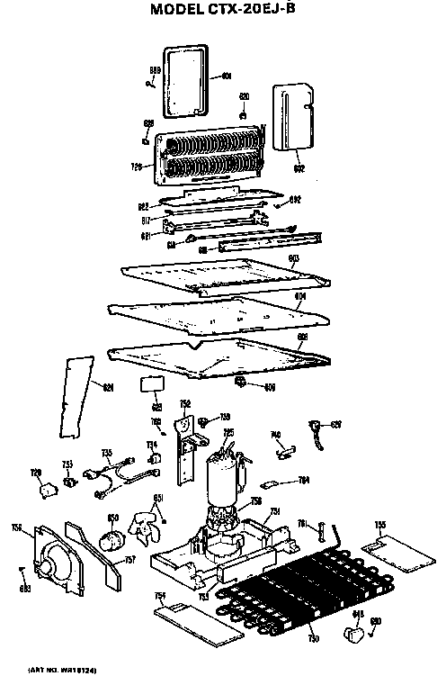 Unit Parts Diagram and Parts List for CTX20EJB  Hotpoint Refrigerator