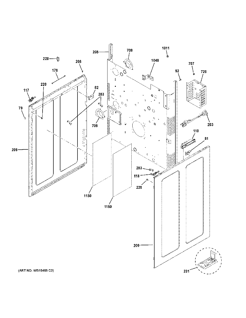 Body Parts Diagram and Parts List for PGB960SEJ6SS  General Electric Range