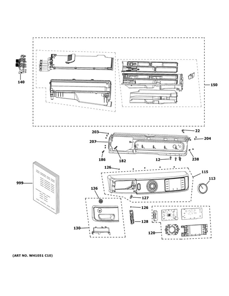 Controls And Dispenser 1 Diagram and Parts List for GFW550SPR0RS  General Electric Washer