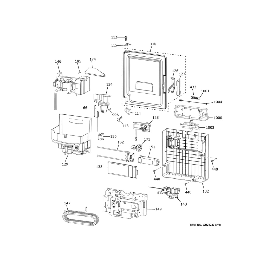 Ice Maker And Dispenser Diagram and Parts List for CVE28DP4NHW2  General Electric Refrigerator