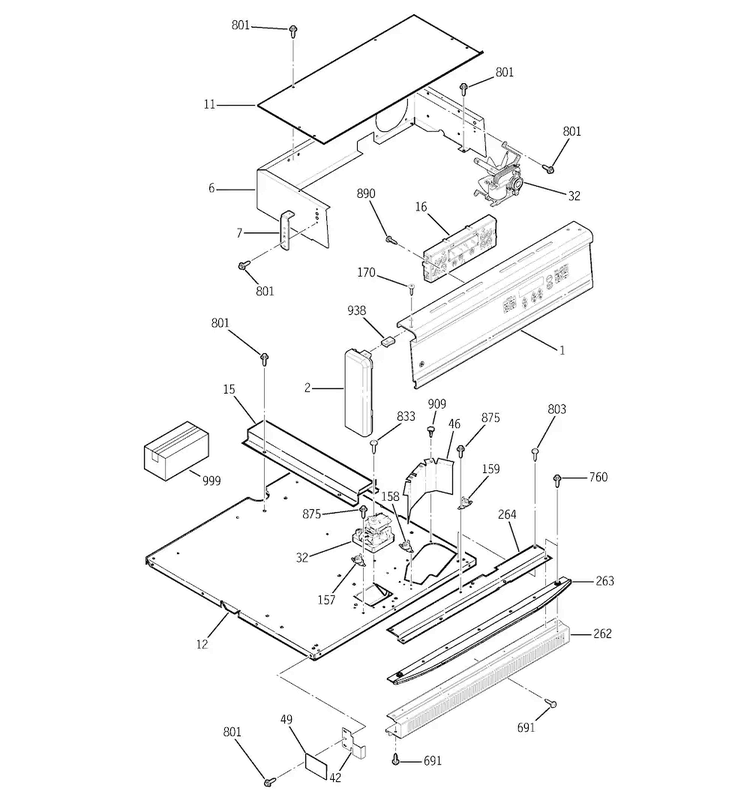Control Panel Diagram and Parts List for JGRP17BEW3BB  General Electric Wall Oven