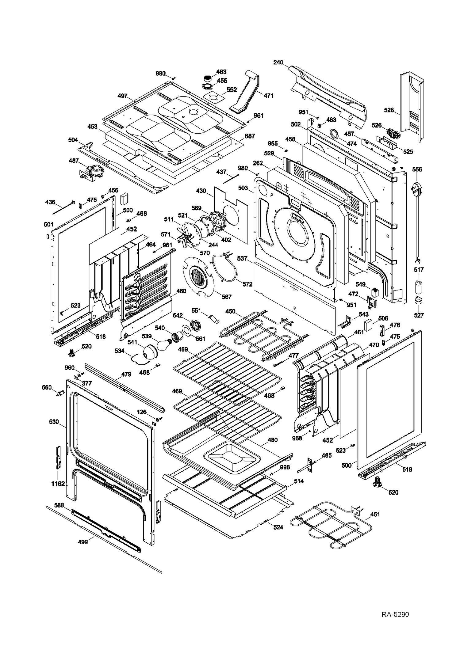 BODY PARTS Diagram and Parts List for JCB860DF1WW  General Electric Range