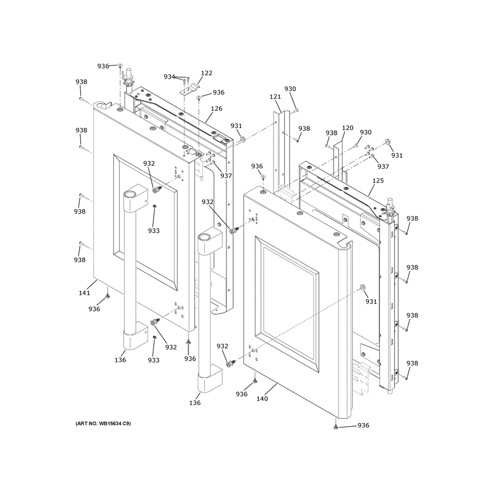 Doors Diagram and Parts List for ZTSX1FPSN4SS  General Electric Wall Oven