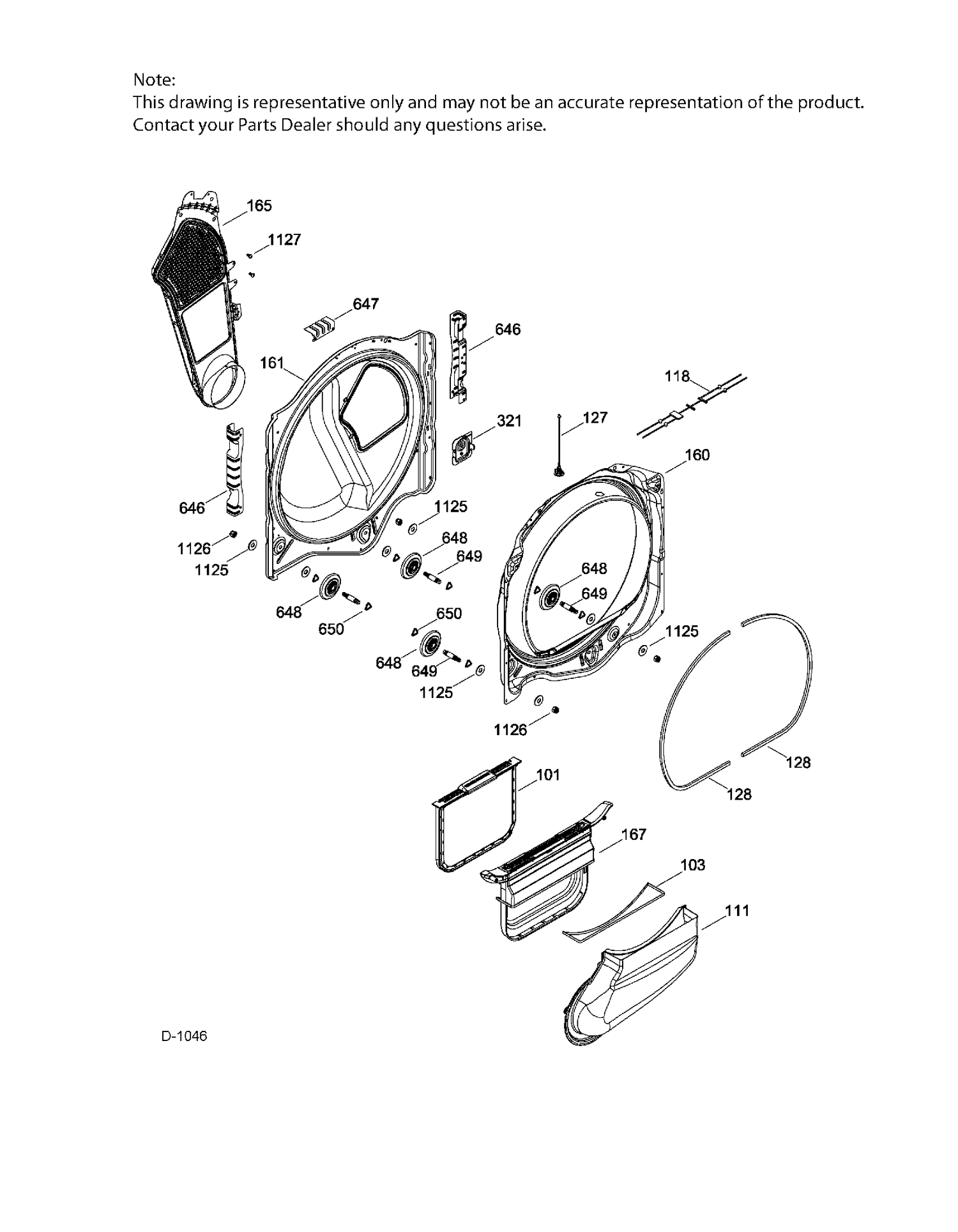 REAR & FRONT ROLLER SUPPORT Diagram and Parts List for GTD81GSMJ0WS  General Electric Dryer