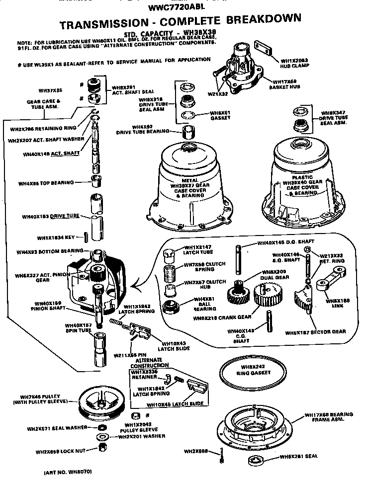 Section 3 Diagram and Parts List for WWC7720ABL  General Electric Washer