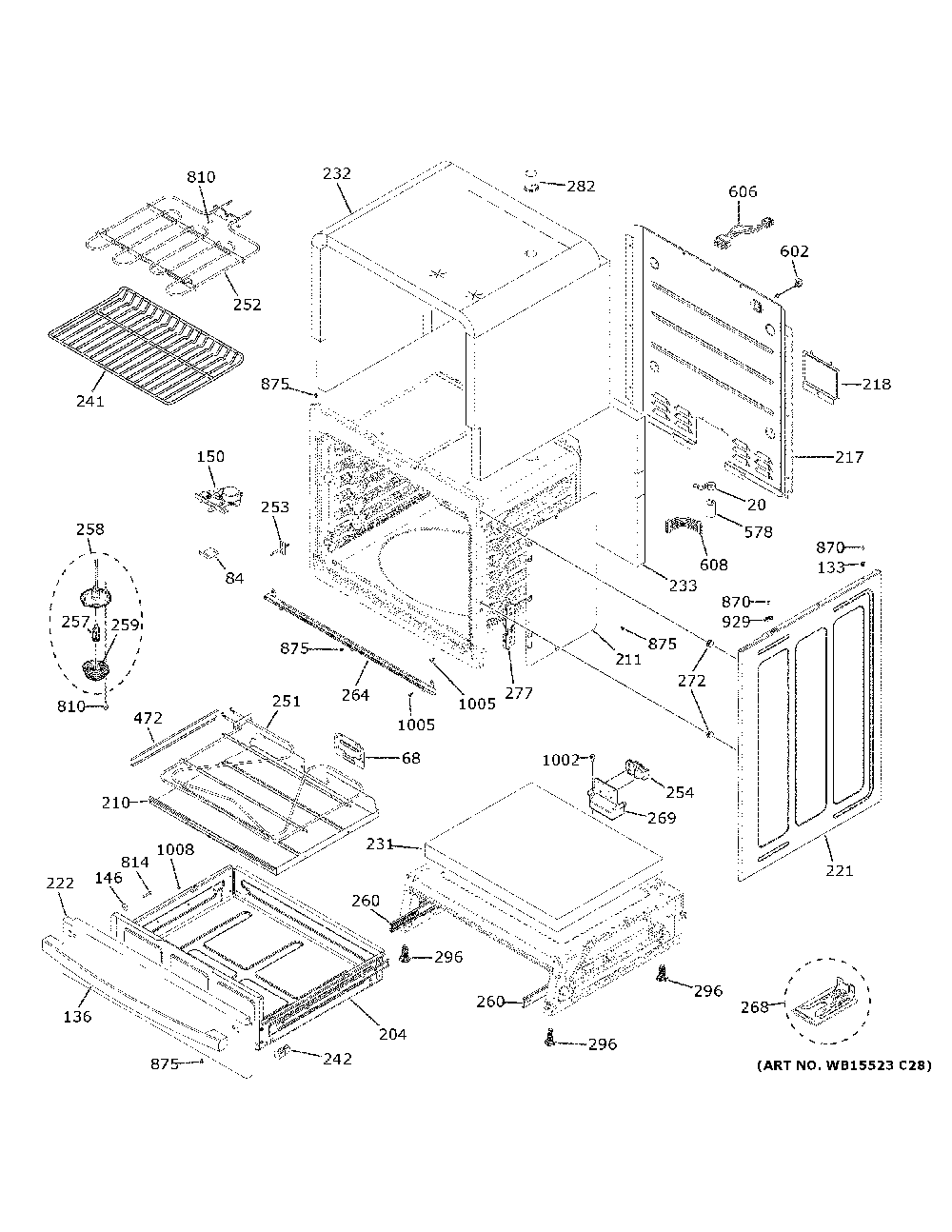 Body parts Diagram and Parts List for JS760SL5SS  General Electric Range