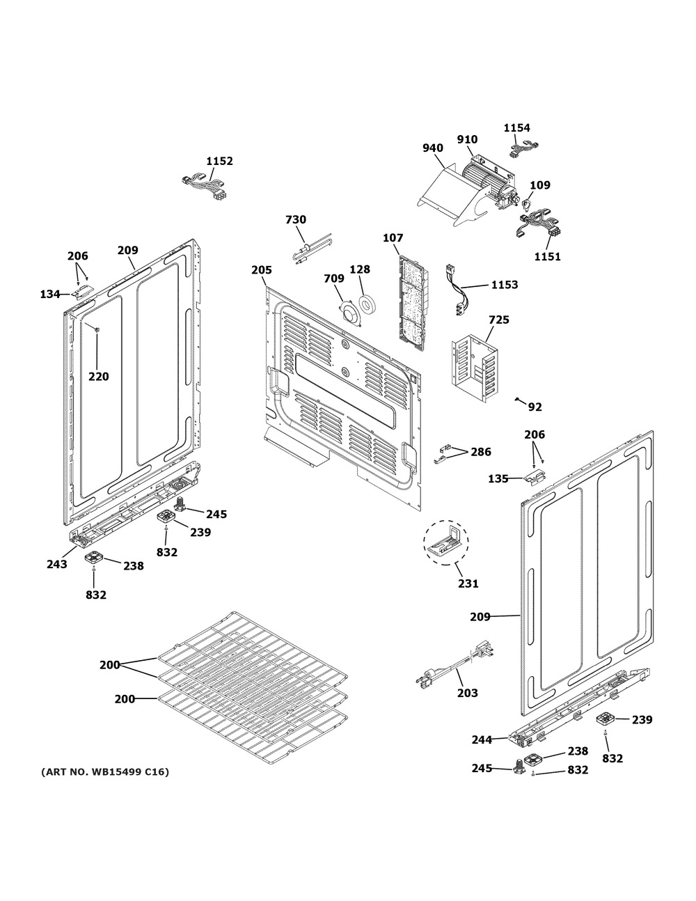 Body Parts Diagram and Parts List for CGS750M2N1S5  General Electric Range