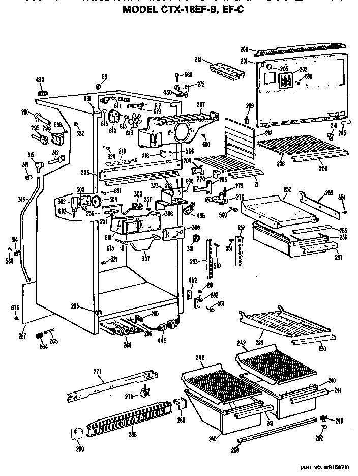 Cabinet Parts Diagram and Parts List for CTX18EFB  Hotpoint Refrigerator