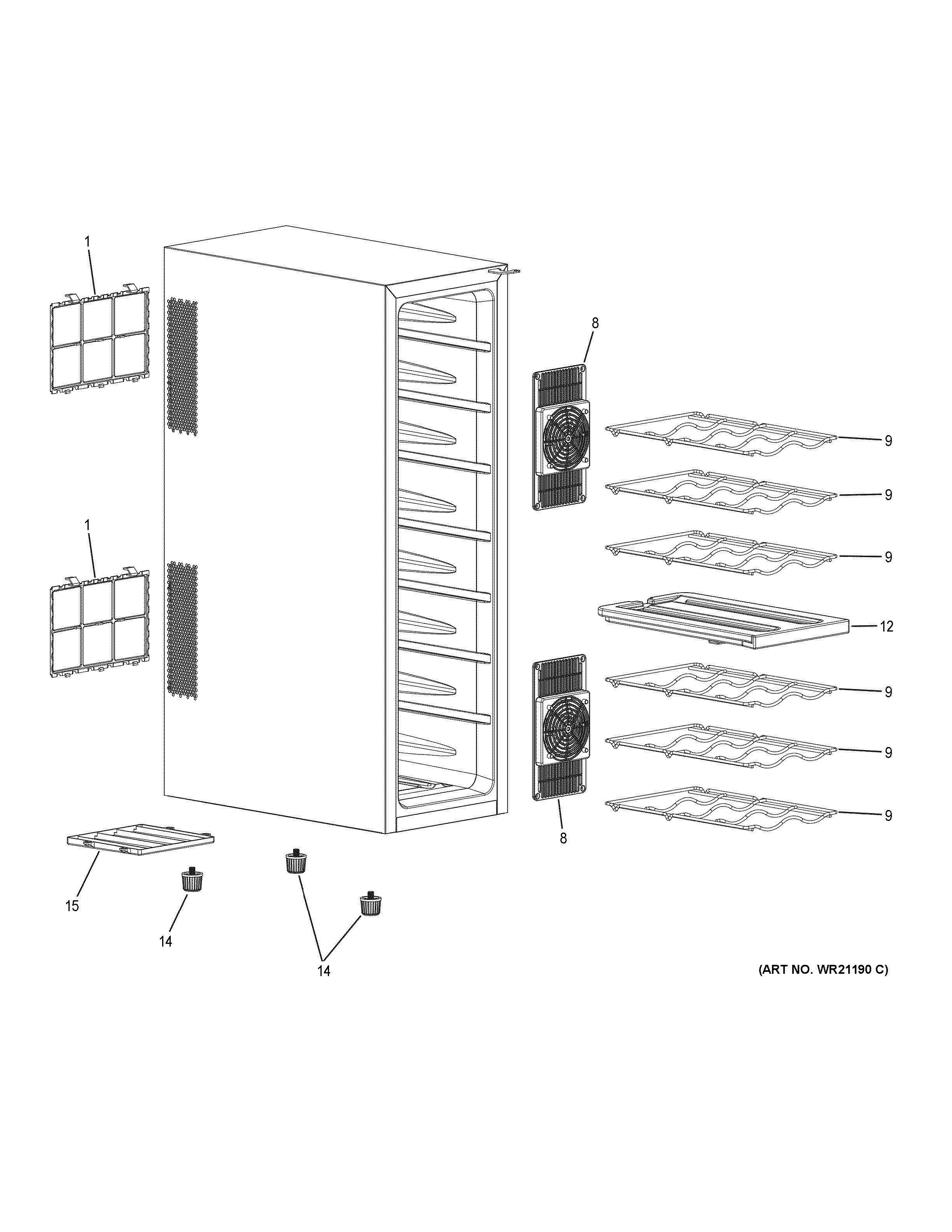 WINE CHILLER Diagram and Parts List for HVTEC16ABS  General Electric Wine and Beverage Cooler