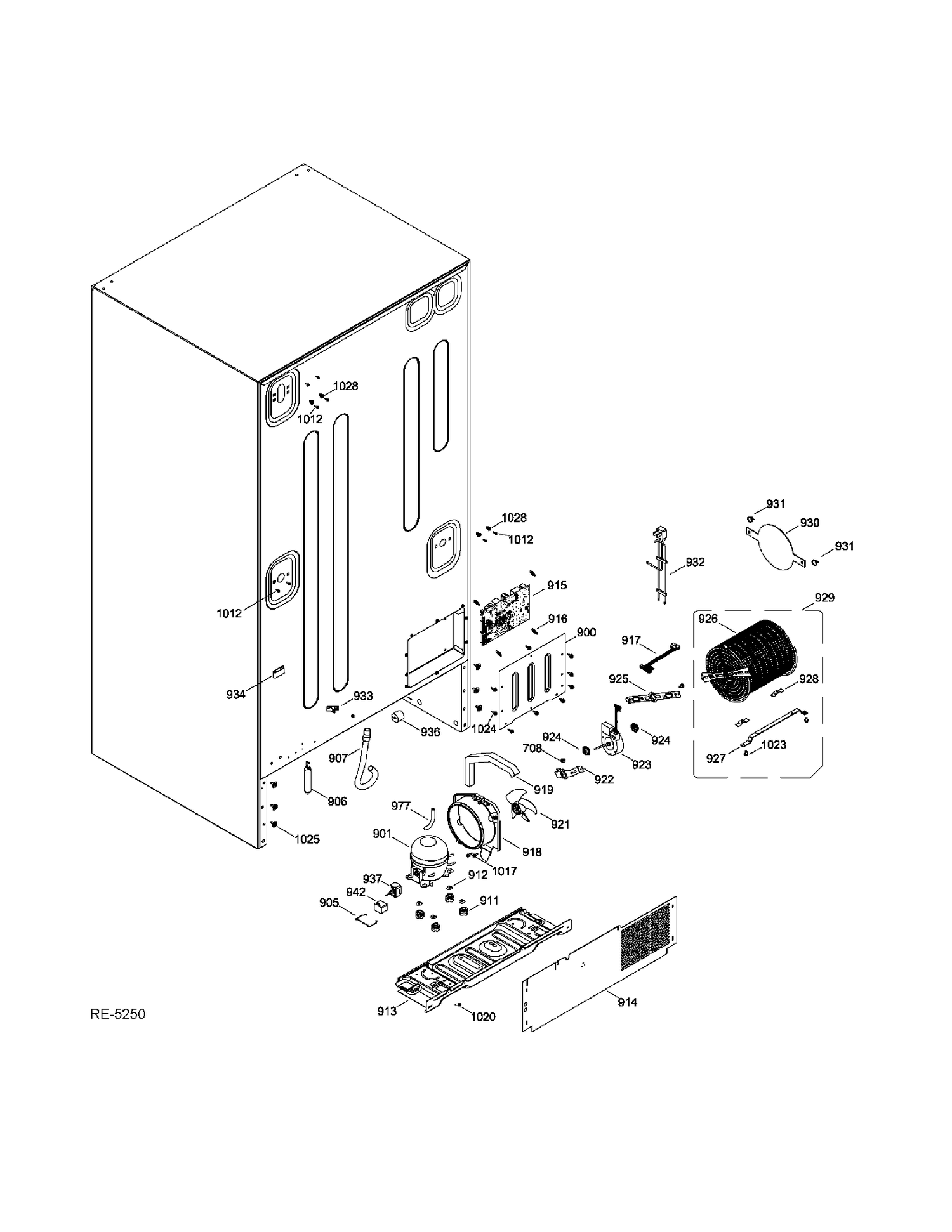 SEALED SYSTEM Diagram and Parts List for GDRC3KBYKRWW  General Electric Refrigerator