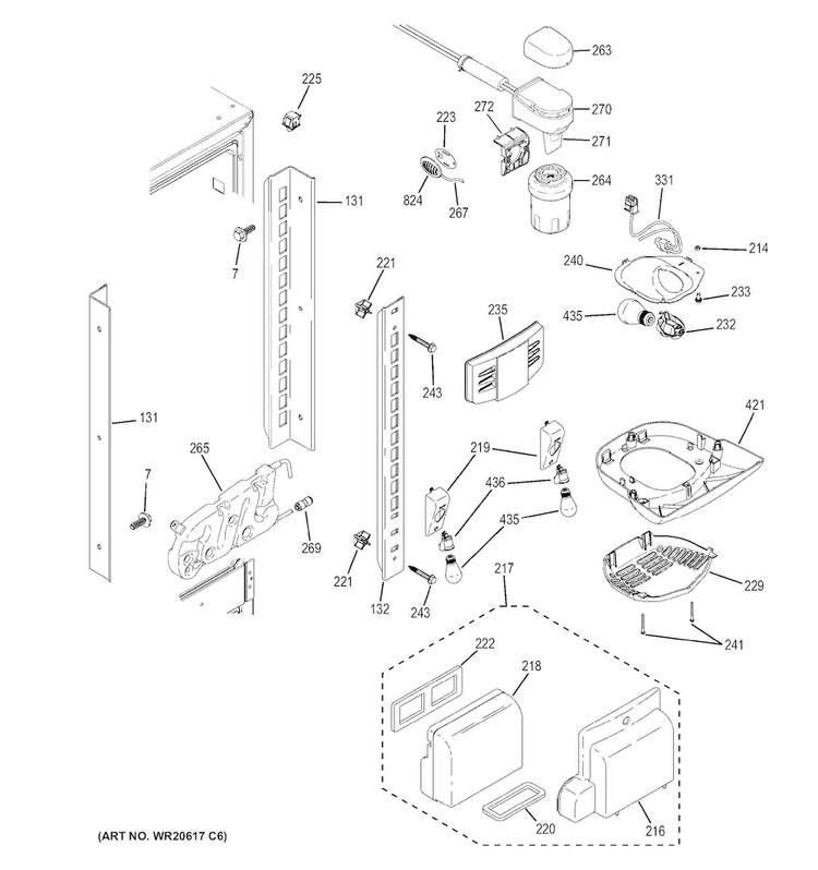 Fresh Food Section Diagram and Parts List for PFS23KSHAFSS  General Electric Refrigerator