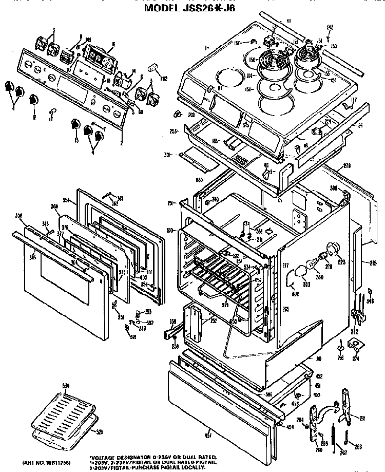 Replacement Parts Diagram and Parts List for JSS26J6  General Electric Range