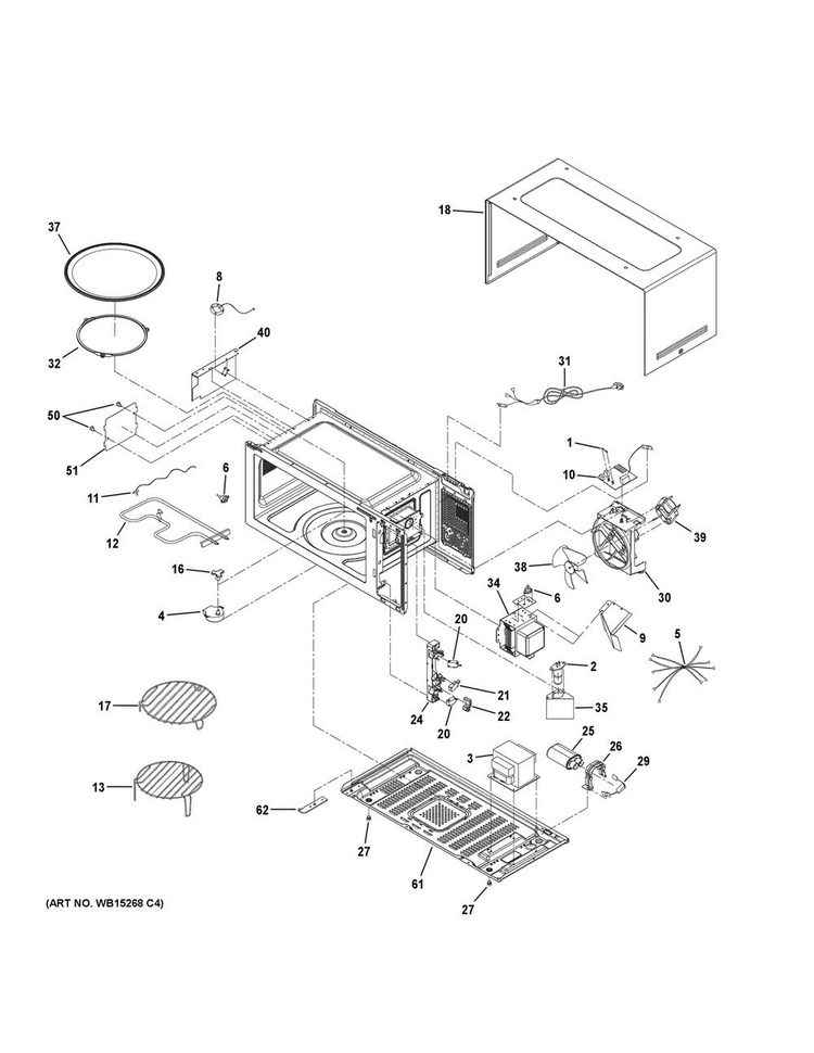 Oven Cavity Parts Diagram and Parts List for CEB1599ELDS  General Electric Microwave