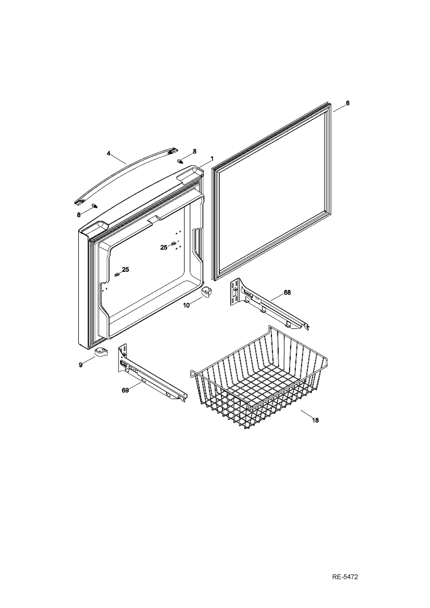 FZ DOOR Diagram and Parts List for ADR20KSEARES  General Electric Refrigerator