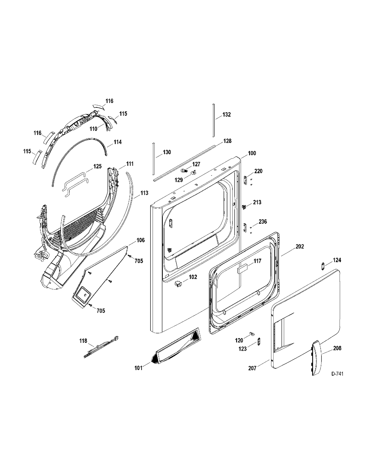DOOR-FRONT PANEL Diagram and Parts List for PTMX910GMWW0  General Electric Dryer