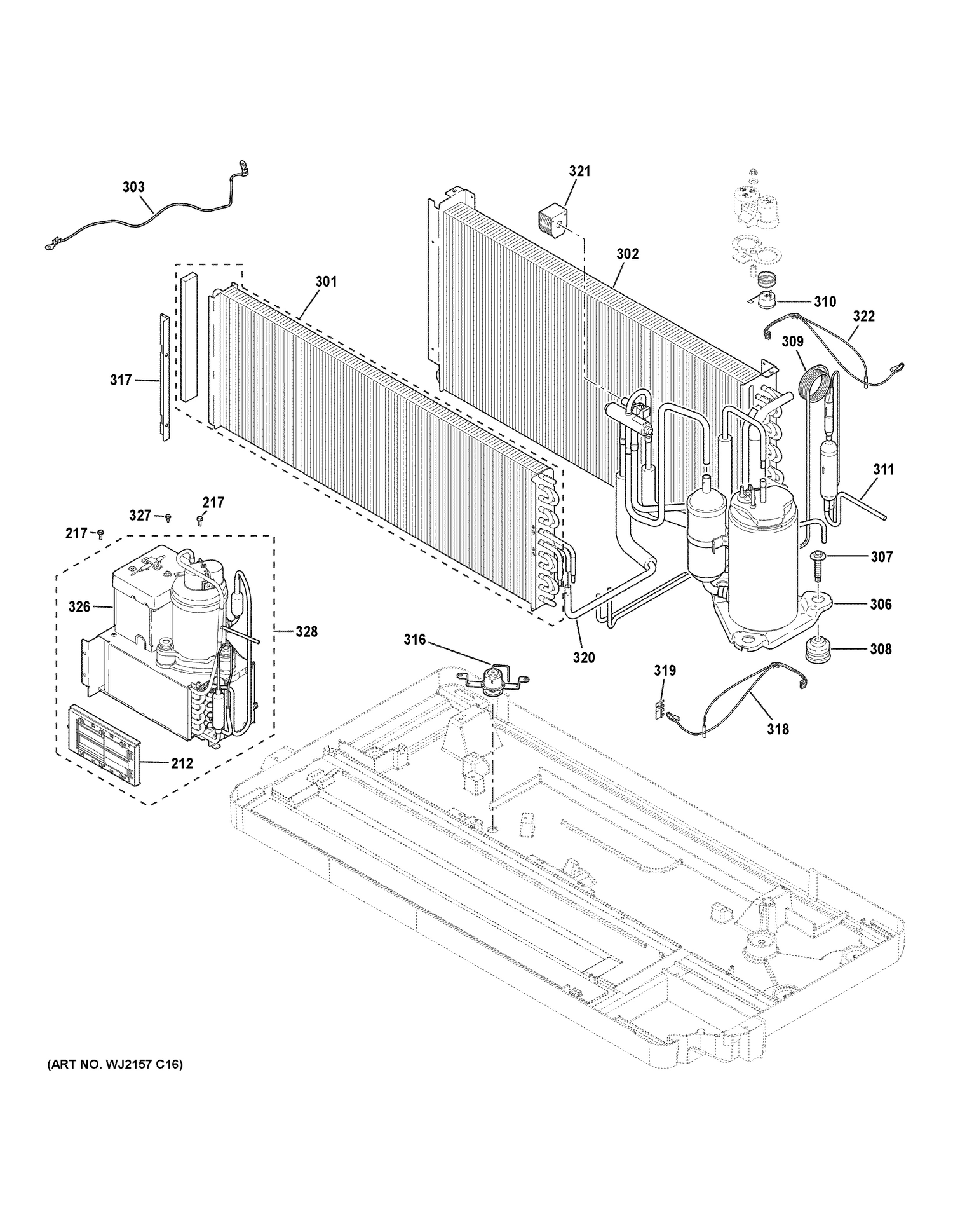 SEALED SYSTEM Diagram and Parts List for AZ65H12DBMW1  General Electric Air Conditioner