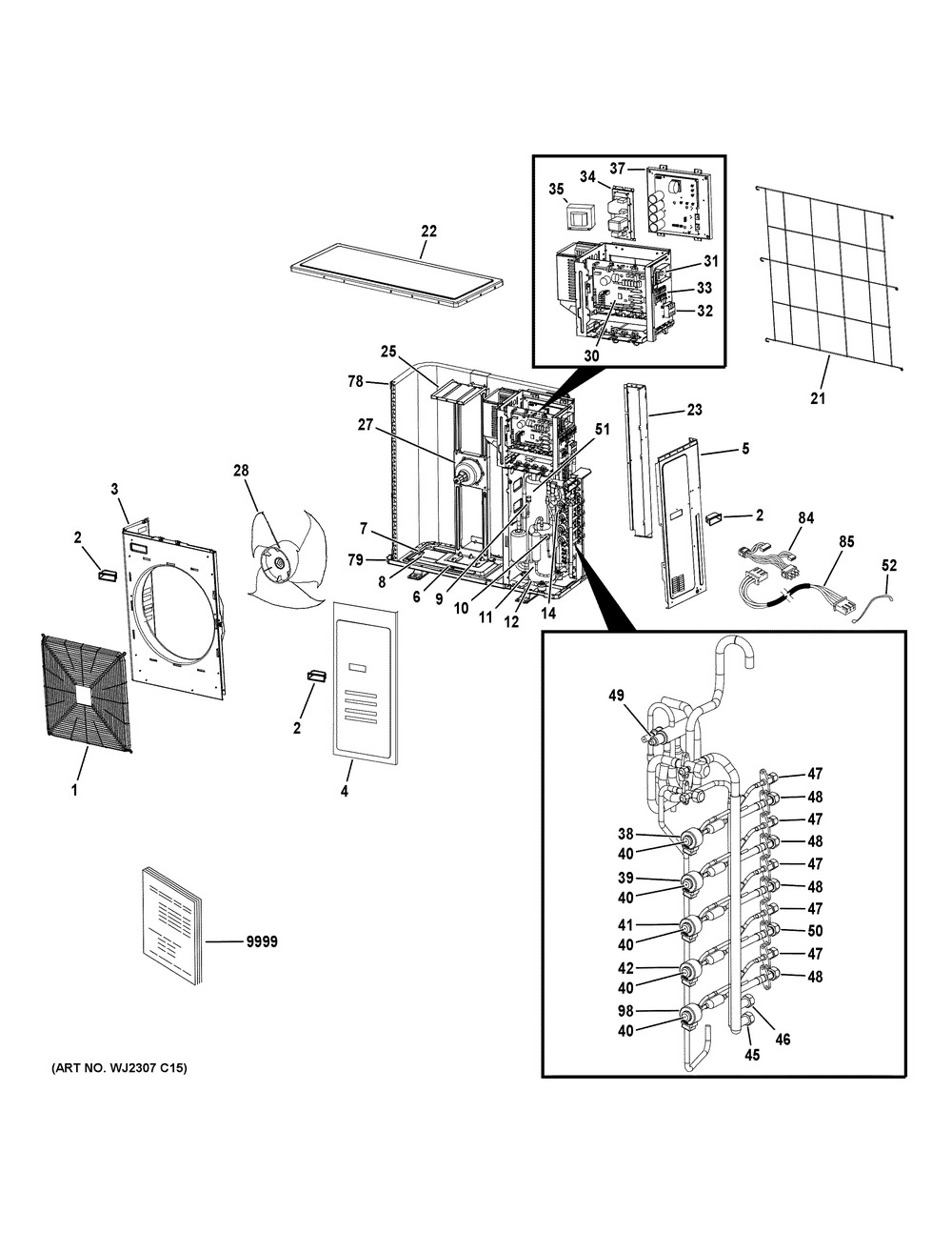 Room Air Conditioner Diagram and Parts List for 5U42MS2HDA1  General Electric Air Conditioner