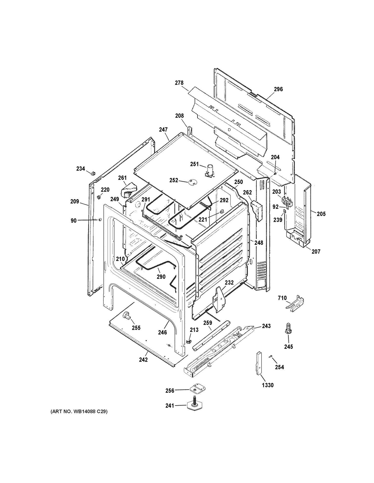 BODY PARTS Diagram and Parts List for RB525DH3BB  General Electric Range