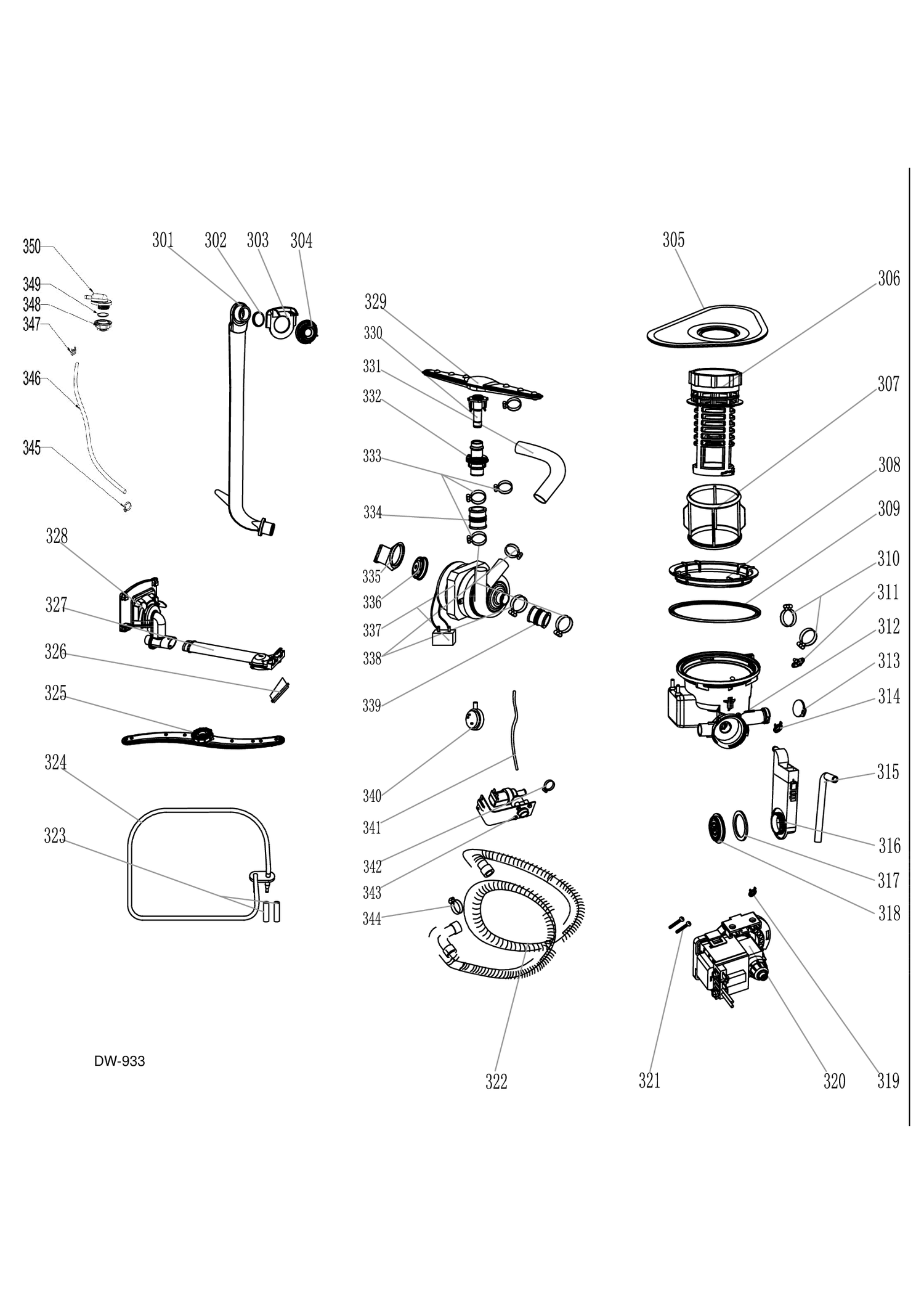 SUMP & MOTOR MECHANISM Diagram and Parts List for GDT690SGF0WW  General Electric Dishwasher