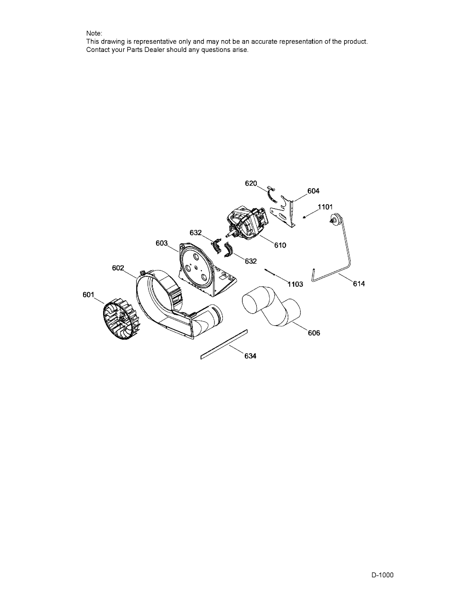 BLOWER & DRIVE ASM Diagram and Parts List for GUD27ESMJ0WW  General Electric Dryer
