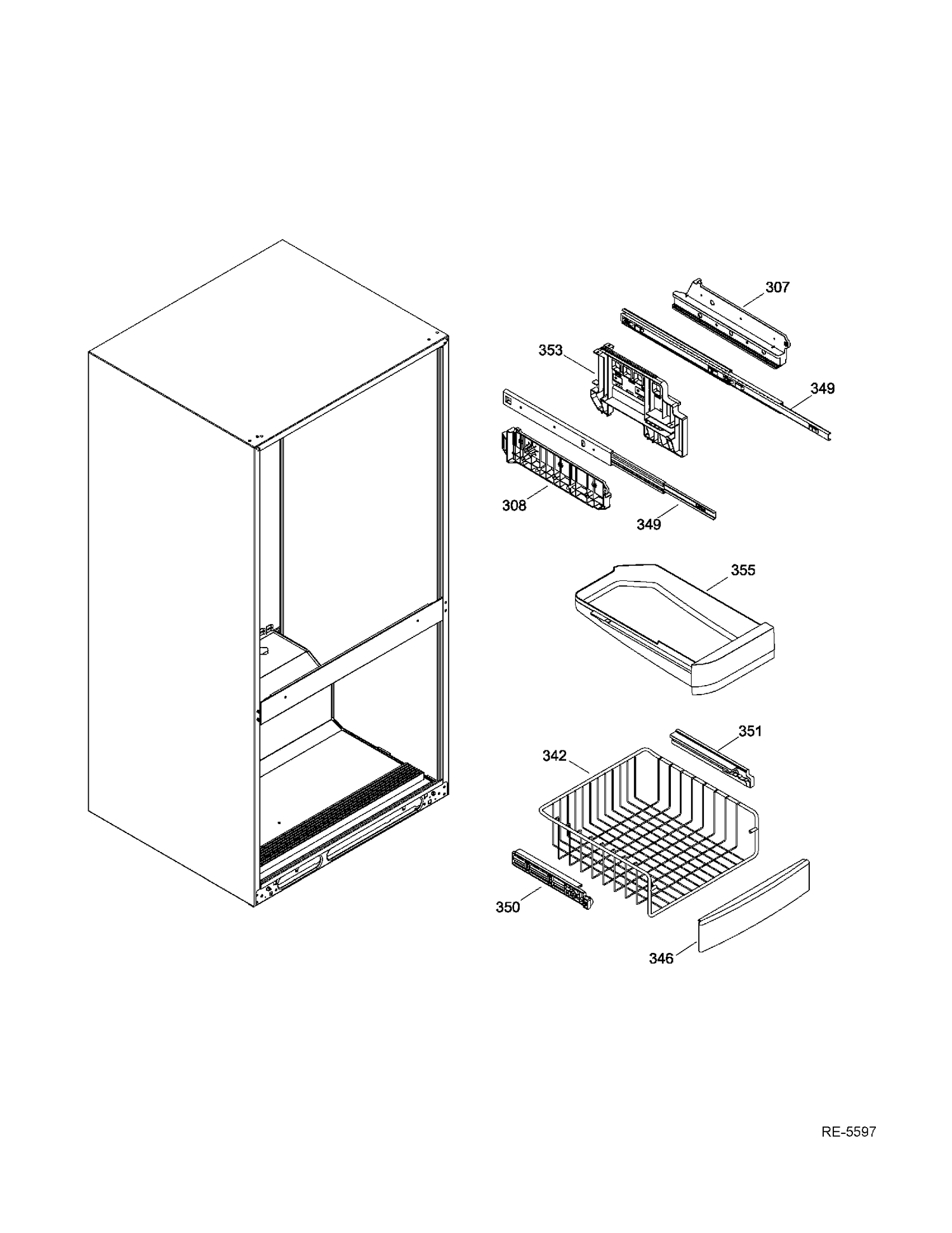 FZ BASKETS Diagram and Parts List for GDR23DSEARBS  General Electric Refrigerator