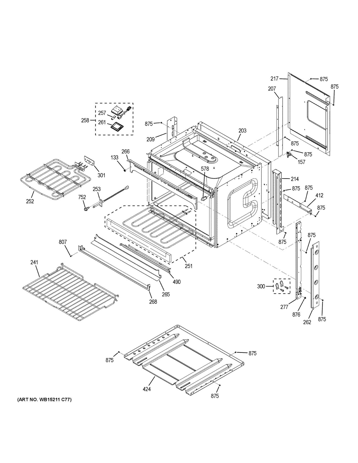 BODY PARTS Diagram and Parts List for JK3000DF4BB  General Electric Wall Oven
