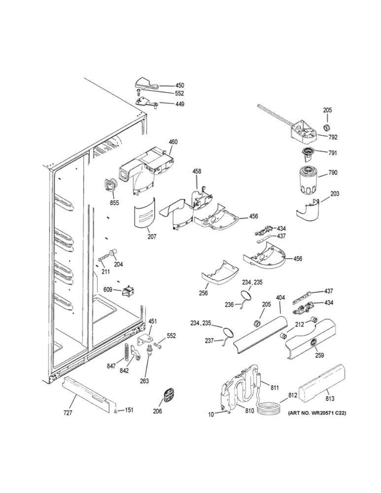 Fresh Food Section Diagram and Parts List for GSS25GMHJCES  General Electric Refrigerator