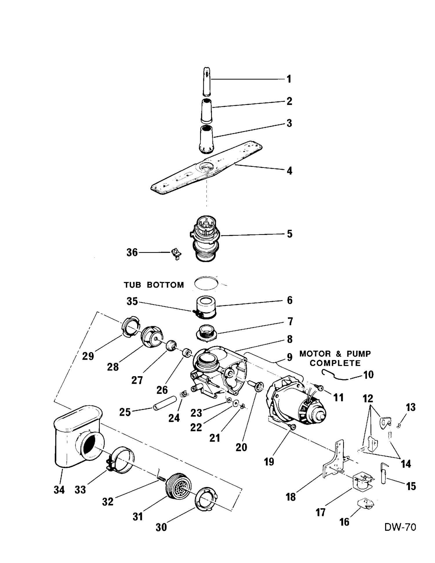 PUMP & MOTOR ASM. Diagram and Parts List for 40400119  General Electric Dishwasher