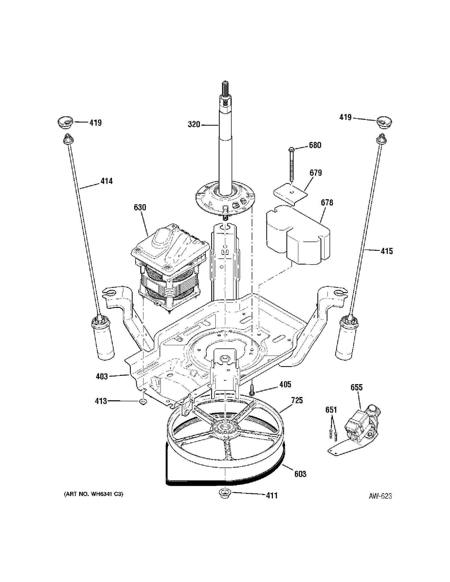 SUSPENSION Diagram and Parts List for GNSR2140DCWW  General Electric Washer