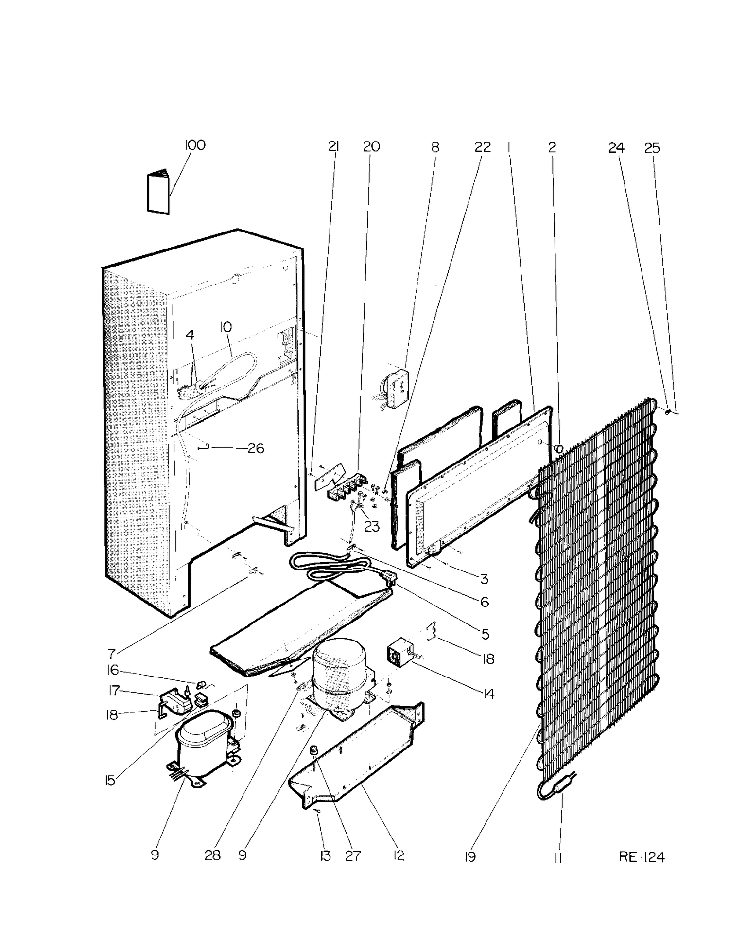 SYSTEM GROUP 1 Diagram and Parts List for 34780-7  General Electric Refrigerator