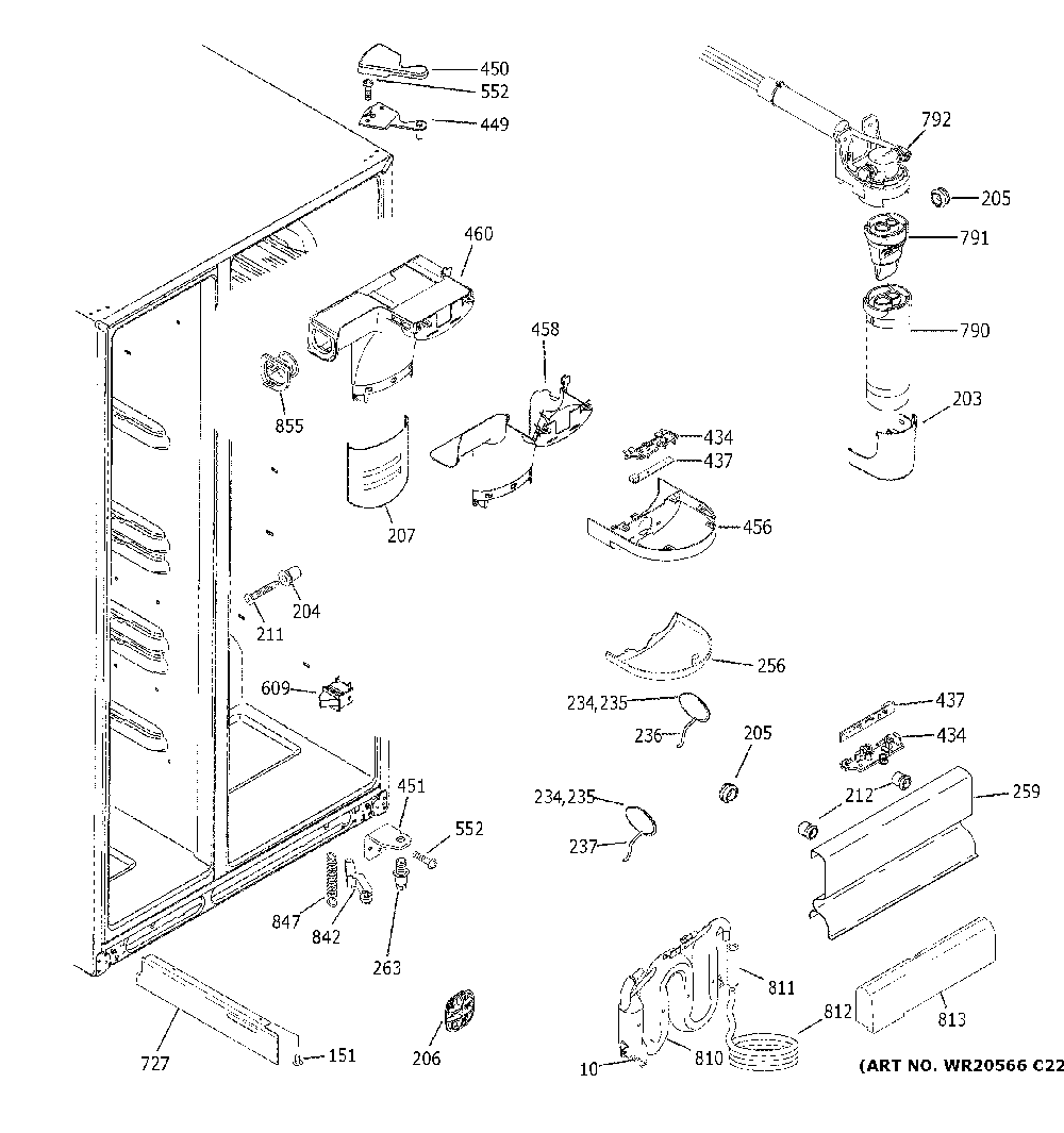 Fresh food section Diagram and Parts List for GSS23GMKPCES  General Electric Refrigerator