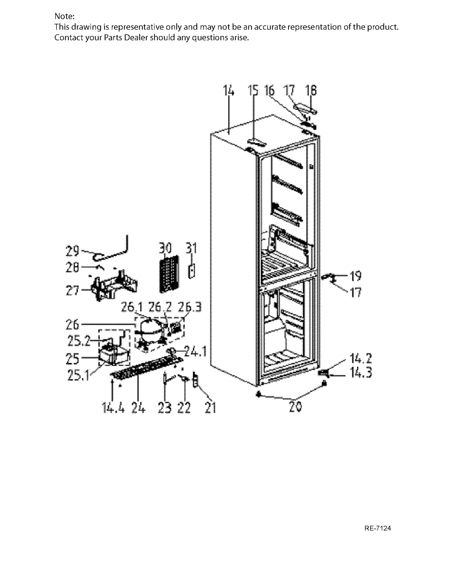 SYSTEM Diagram and Parts List for MBE11DSLASS  General Electric Refrigerator