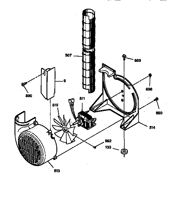 Blower Diagram and Parts List for JSP38GV2BB  General Electric Range