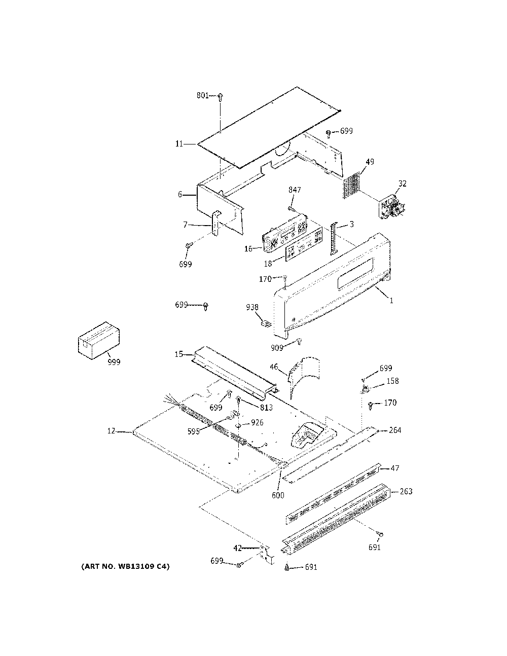 Control Panel Diagram and Parts List for JRP20WJ4WW  General Electric Wall Oven