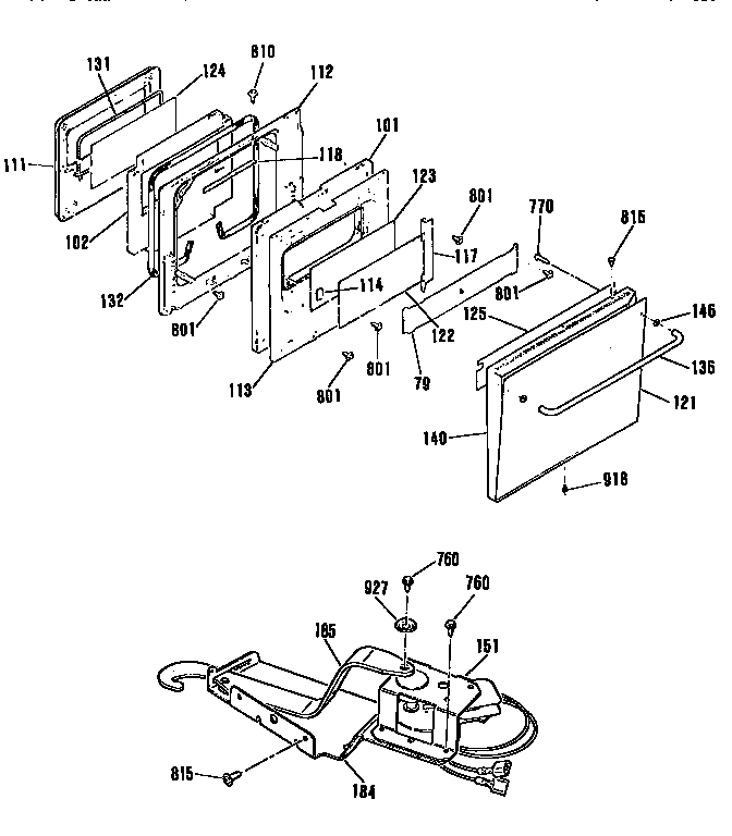 Door And Lock Diagram and Parts List for JRP14GP28G  General Electric Wall Oven