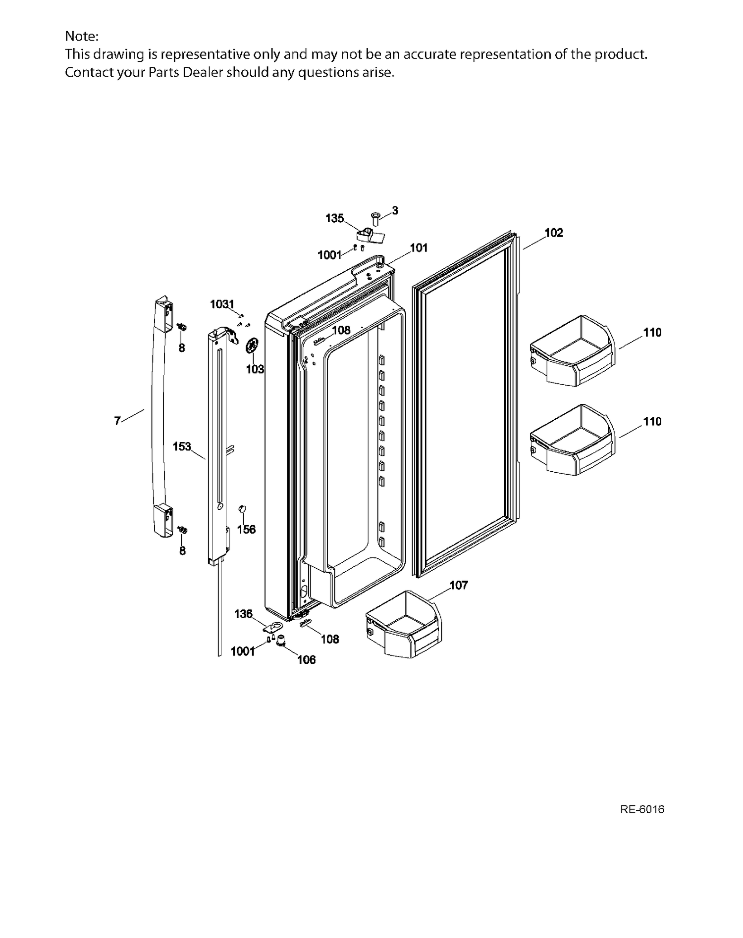 FF DOOR LFT Diagram and Parts List for PNQ22LMHBFES  General Electric Refrigerator