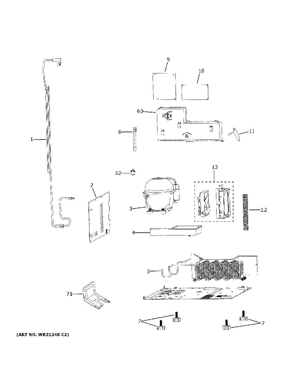 Machine compartment Diagram and Parts List for CCP06DP2PBS1  General Electric Wine and Beverage Cooler