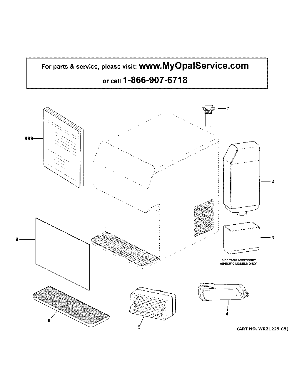 Optional Ice Maker Diagram and Parts List for P4INDOS6R1BB  General Electric Ice Maker