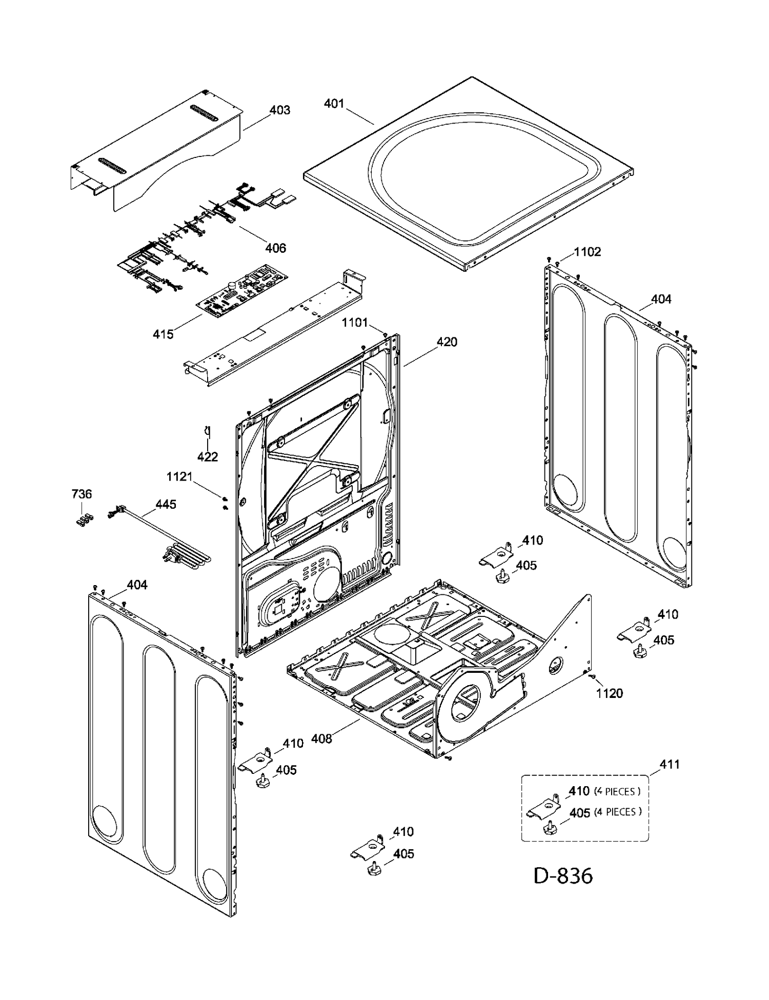 CABINET Diagram and Parts List for GFMN110ED0WW  General Electric Dryer
