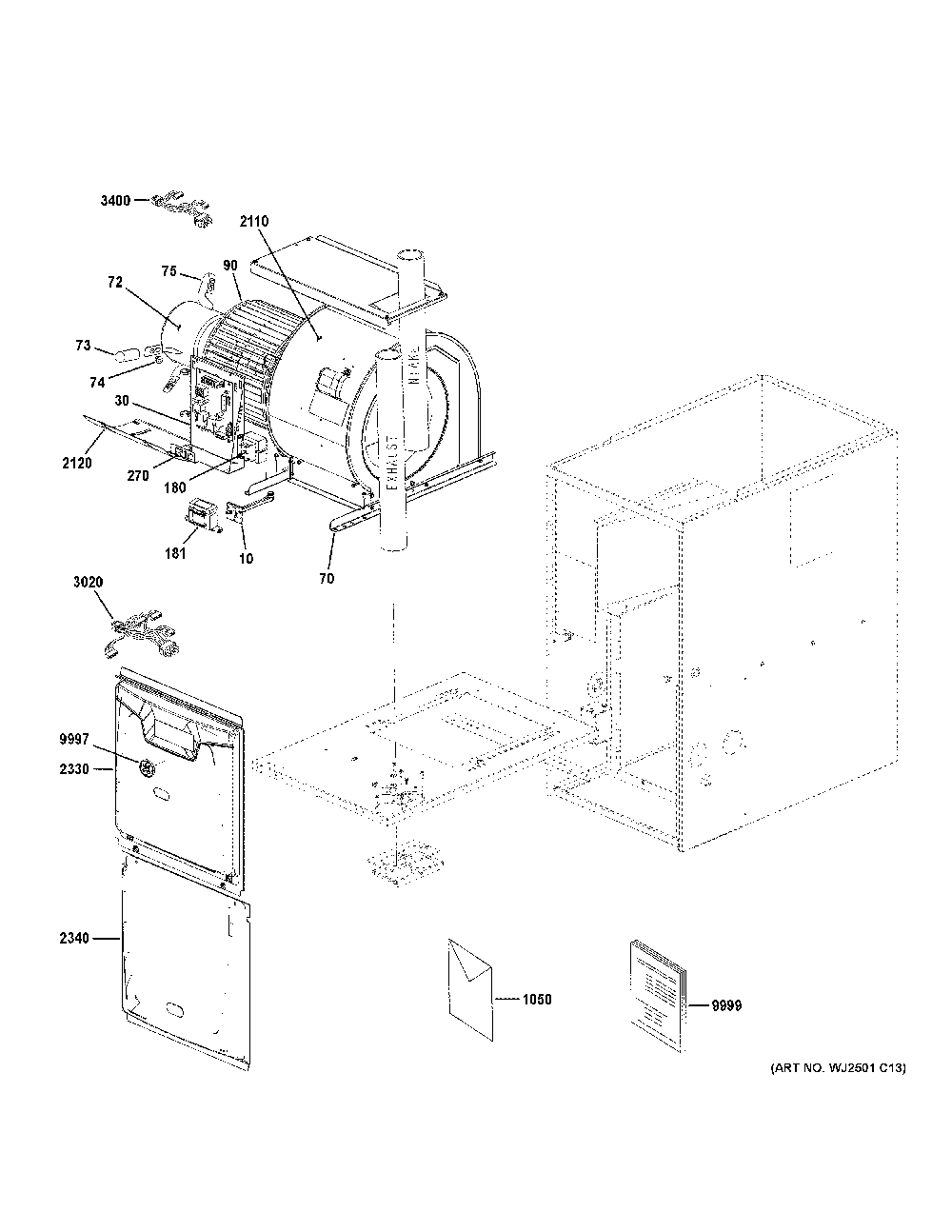 Cabinet Diagram and Parts List for NF80U135S5D54  General Electric Furnace