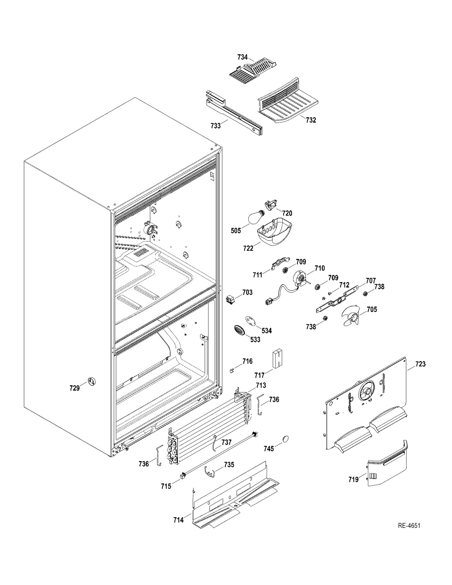 FZ SECTION Diagram and Parts List for GDRL0KBXCRBS  General Electric Refrigerator
