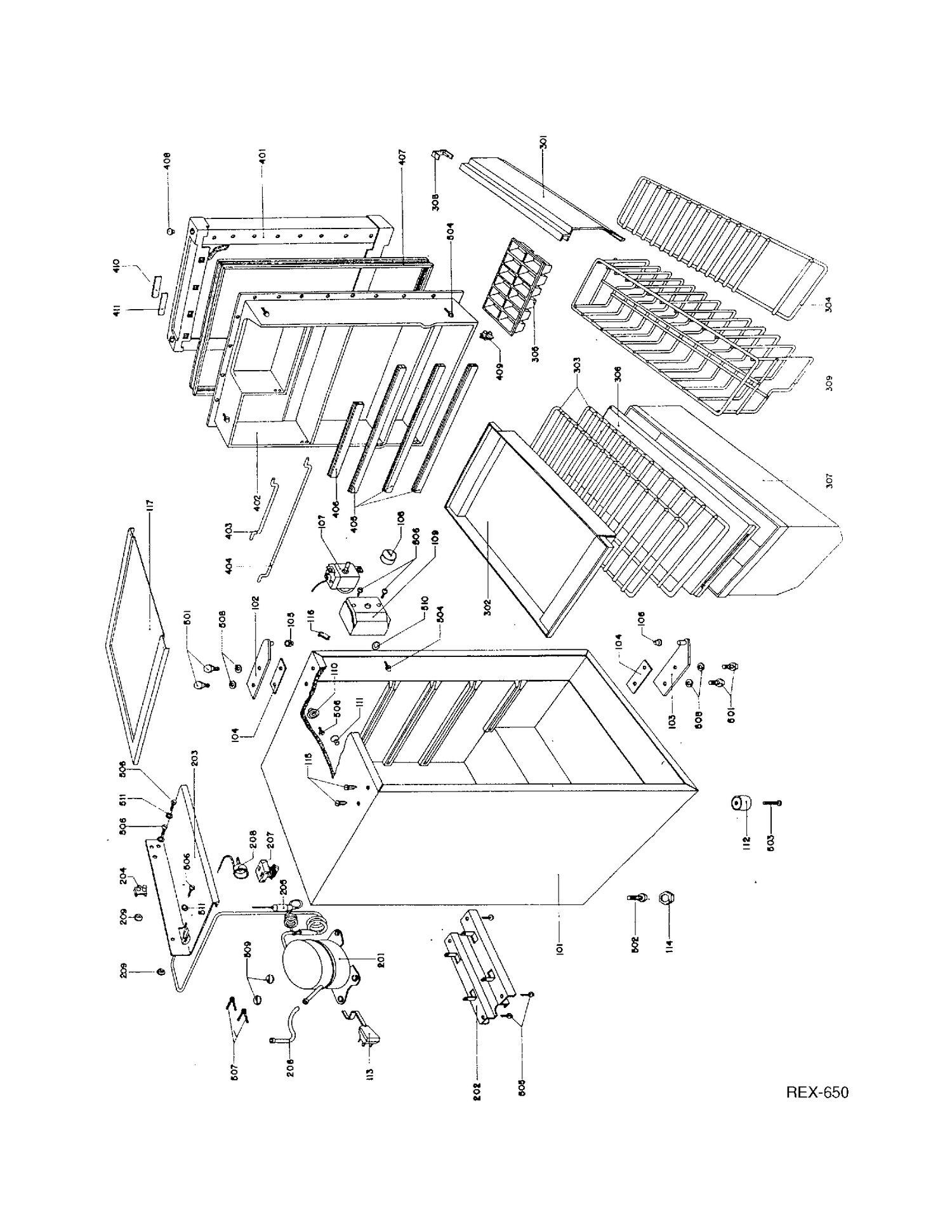 REFRIGERATOR Diagram and Parts List for 30050  General Electric Refrigerator