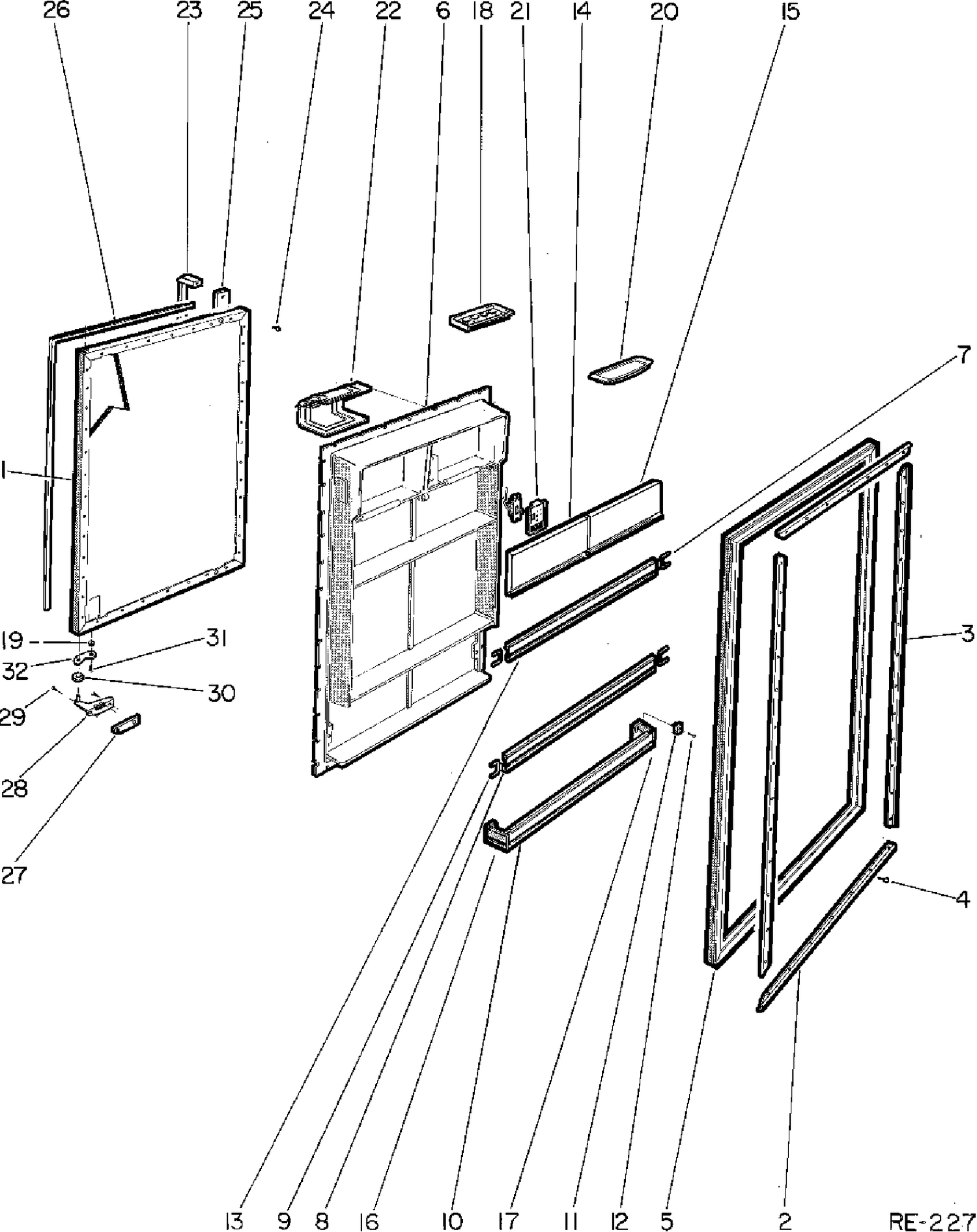 REFRIGERATOR DOOR Diagram and Parts List for 34510-2  General Electric Refrigerator