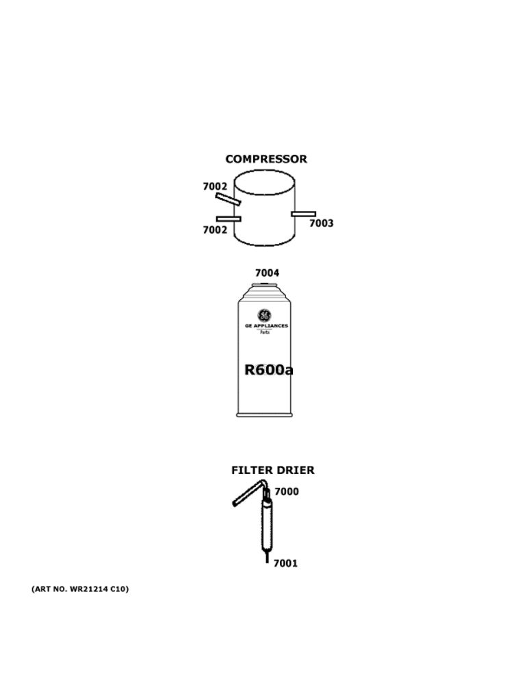 Lokring Connectors Diagram and Parts List for FCM11SRBWW  General Electric Freezer