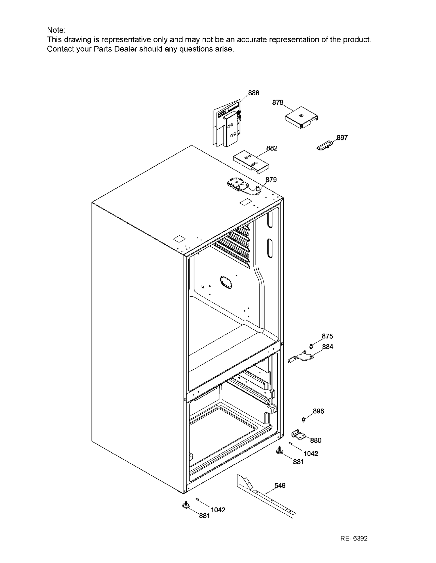 PARTS HINGE Diagram and Parts List for GBE21AGKAKBB  General Electric Refrigerator