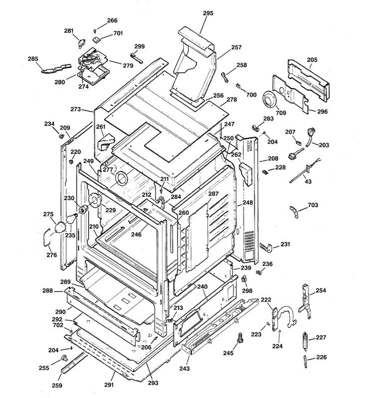 Body Parts Diagram and Parts List for JGBP32WEF1WW  General Electric Range