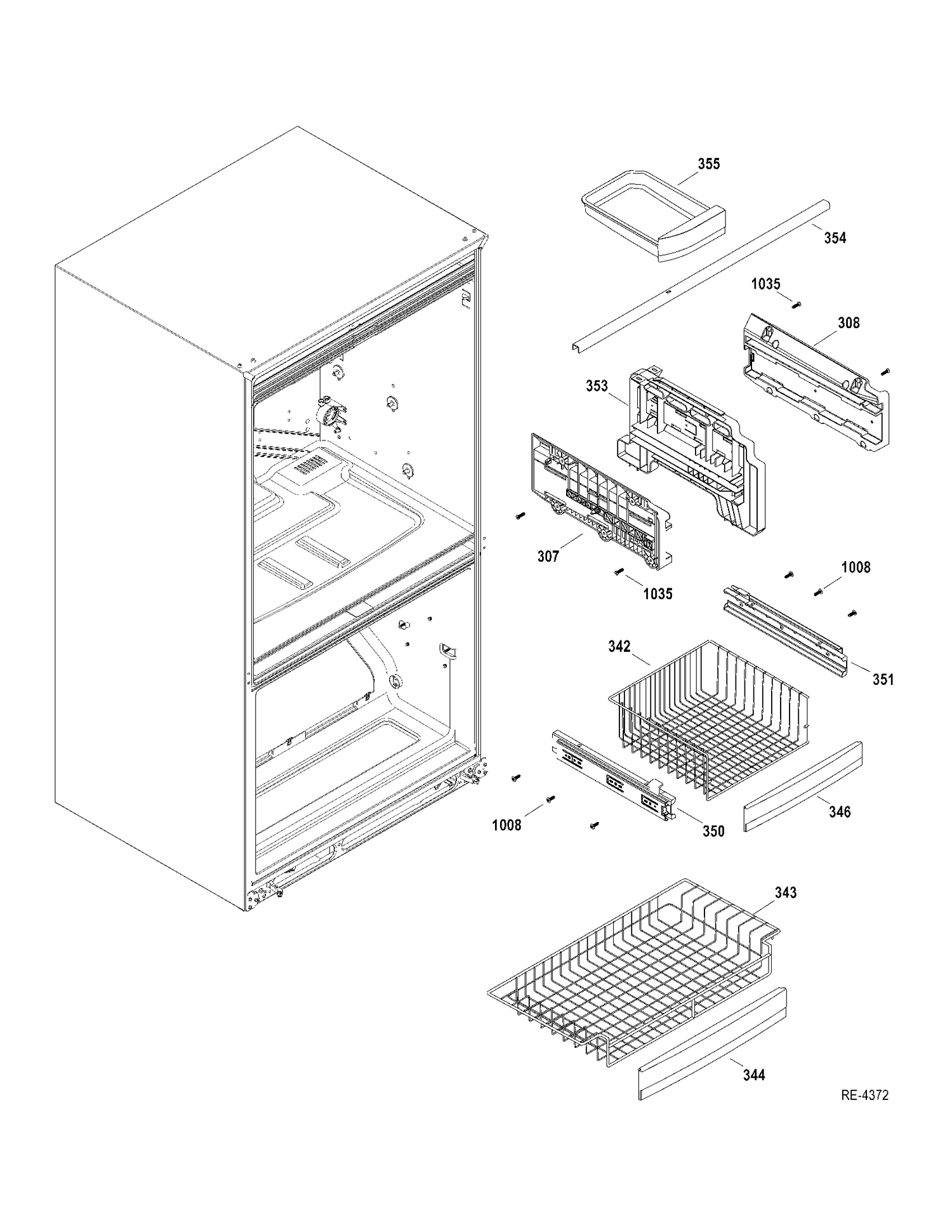 FF BASKET Diagram and Parts List for CFCP1NIYDSS  General Electric Refrigerator
